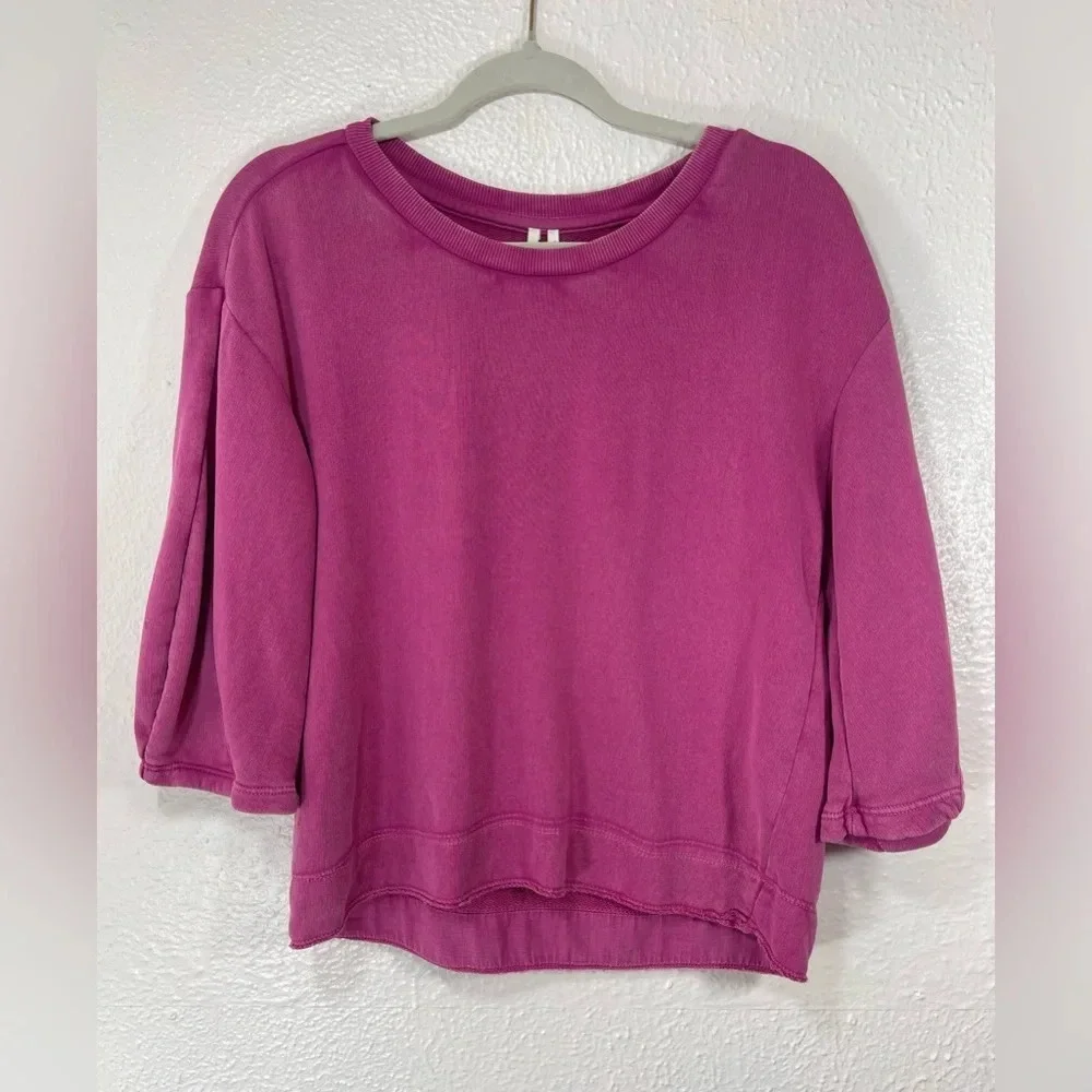 Anthropologie Pink Round Neck 3/4 Sleeve Pullover Sweatshirt Women’s XS - Picture 11 of 11
